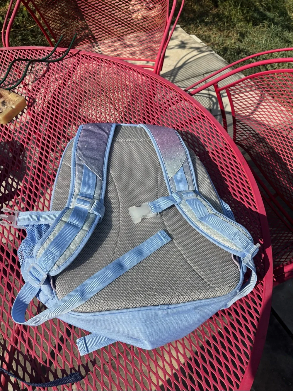 Pottery Barn Kids Sparkle Light Blue and Purple Backpack